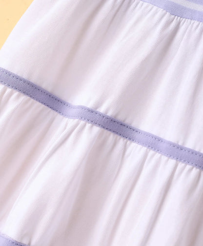 ToffyHouse  Sleeveless Frock with Stripes & Floral Applique - Light Blue