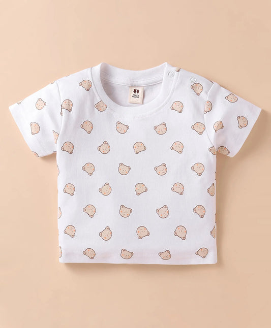 ToffyHouse Half Sleeves T-Shirt and Dungree Set  - White & Navy Blue