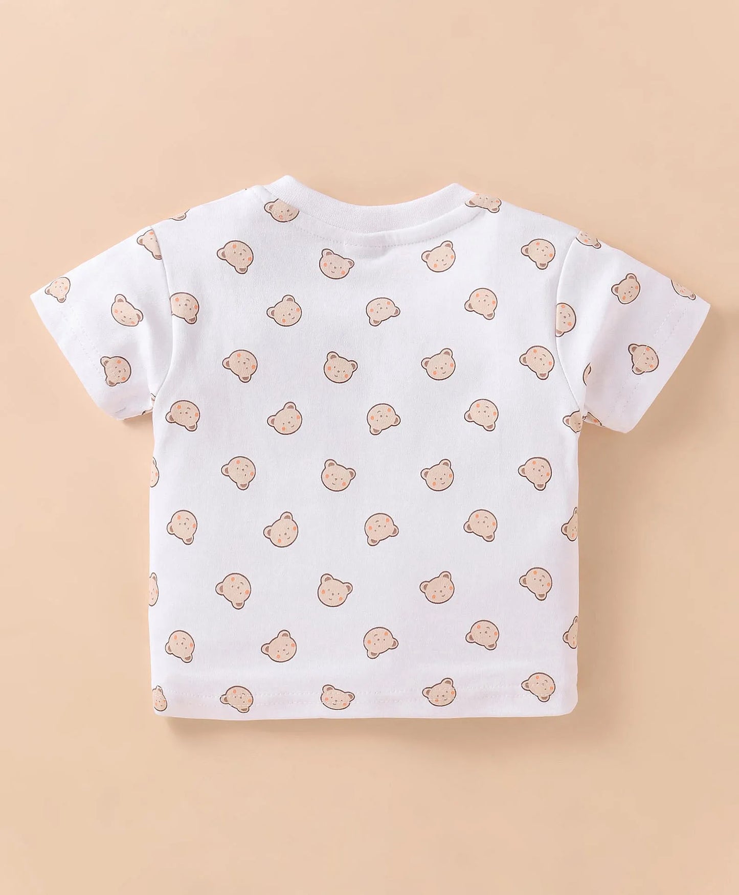 ToffyHouse Half Sleeves T-Shirt and Dungree Set  - White & Navy Blue
