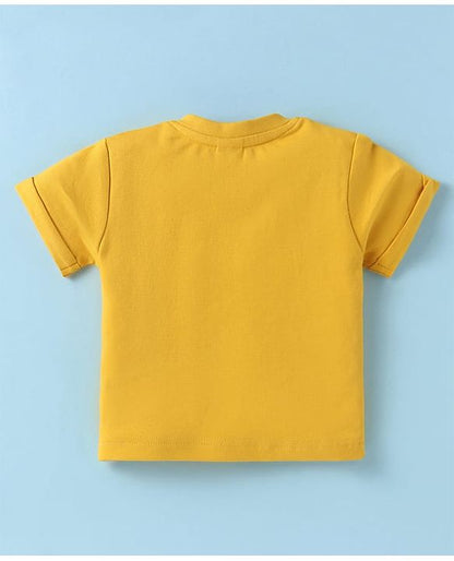 ToffyHouse Half Sleeves  Set with Beach Theme Print - Yellow