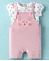 ToffyHouse Corduroy Woven Dungaree & Half Sleeves Inner Tee With Bunny Print & Embroidery - Coral & White
