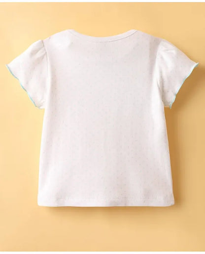 ToffyHouse Interlock Knit Frock & Half Sleeves Inner Tee With Heart Patch & Embroidery - Sea Green & White