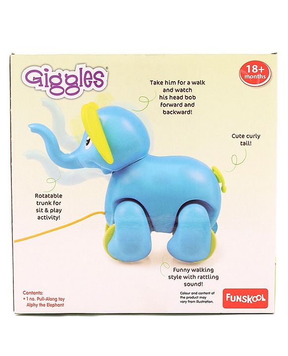 Giggles Alphy The Elephant Pull Along Toy - Blue
