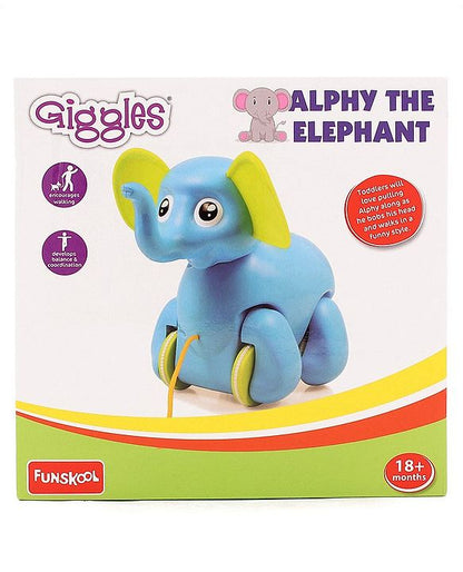 Giggles Alphy The Elephant Pull Along Toy - Blue