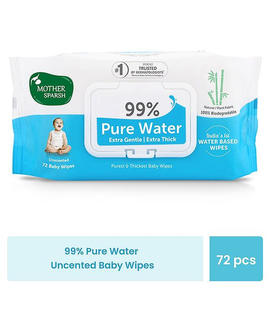 Mother Sparsh Unscented 99 % Pure Water (Unscented) Baby Wipes - 72 Pieces