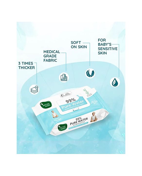 Mother Sparsh Unscented 99 % Pure Water (Unscented) Baby Wipes - 72 Pieces