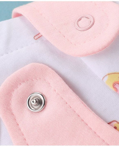 ToffyHouse Dungaree Style Romper with Half Sleeves T-Shirt Ice Cream Print - Pink