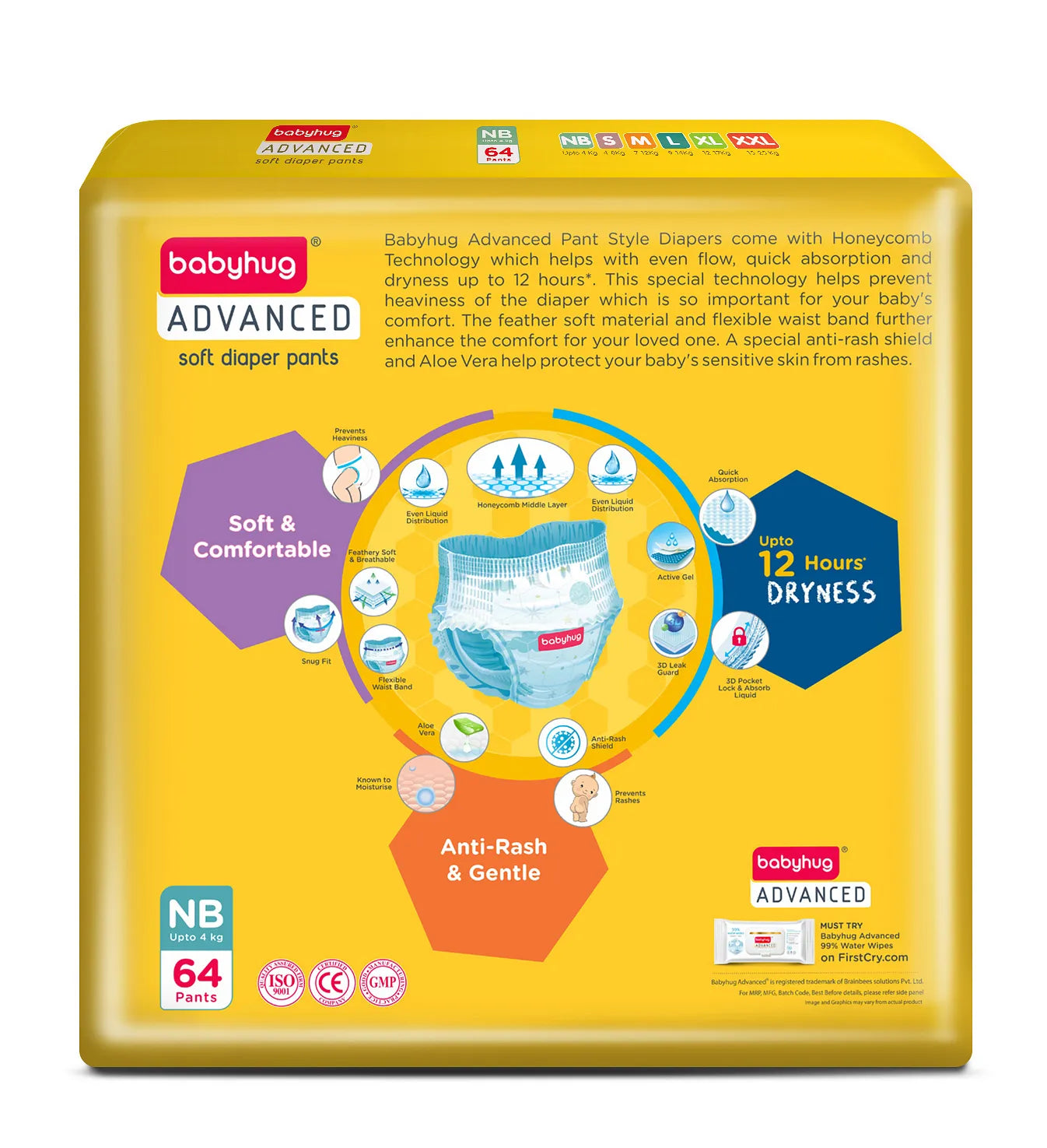 Babyhug Advanced Pant Style Diapers New Born (NB) Size - 64 Pieces