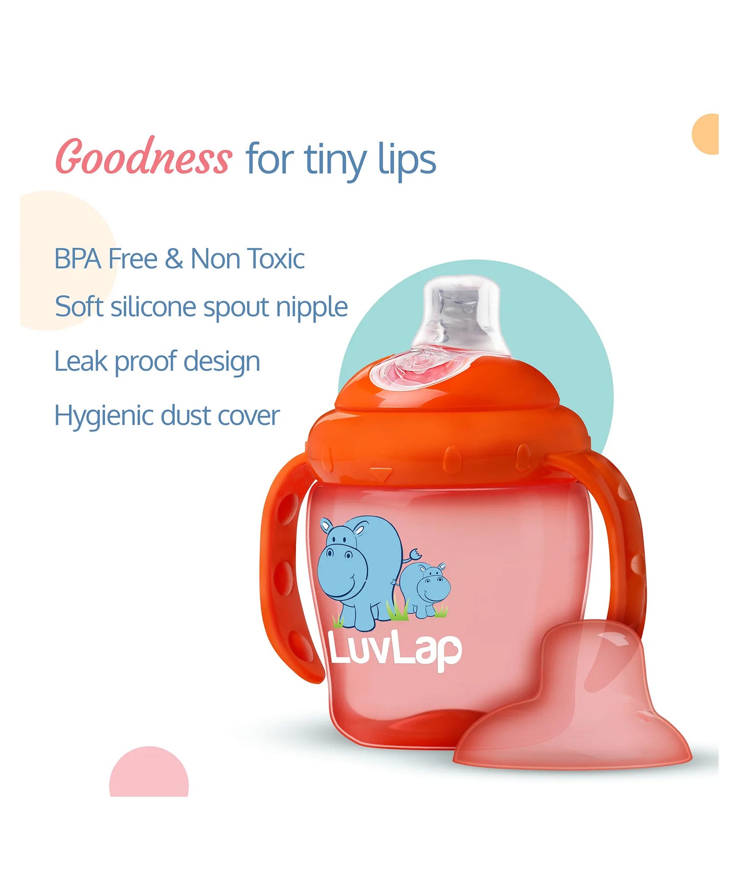 LuvLap HIPPO SPOUT CUP - 225 ml Orange