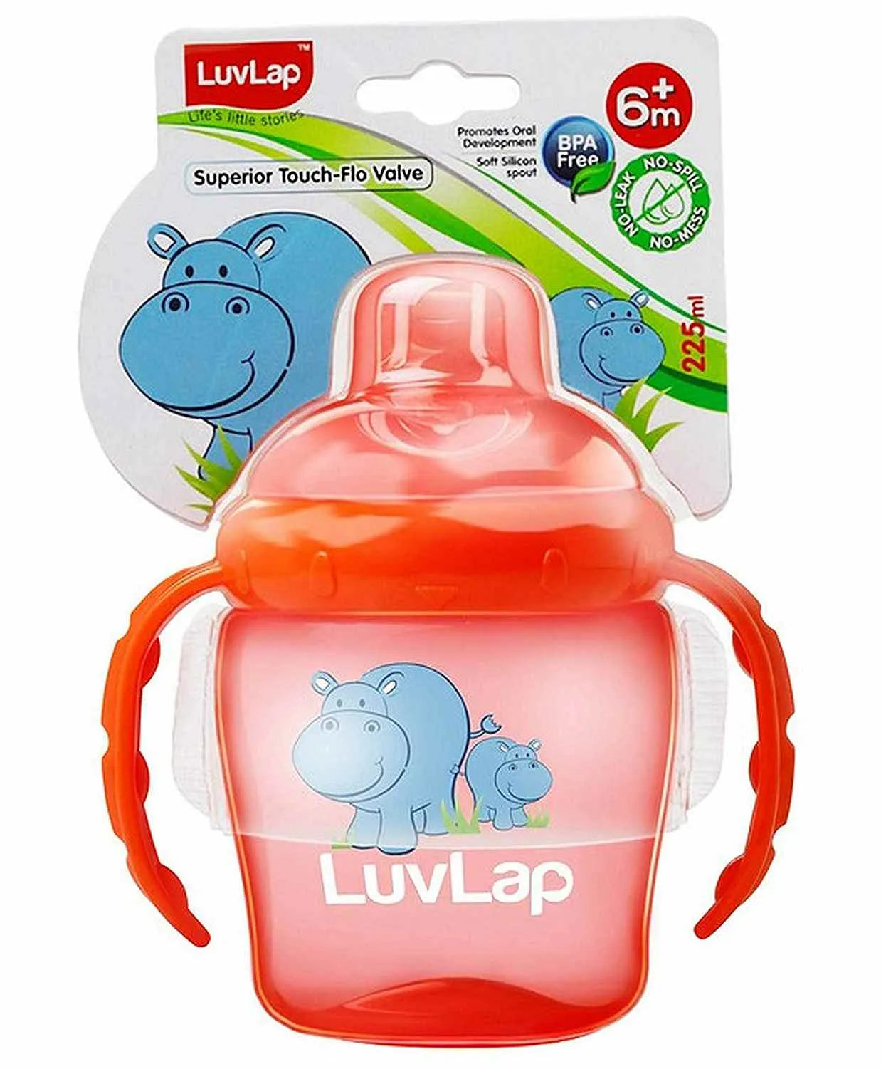 LuvLap HIPPO SPOUT CUP - 225 ml Orange