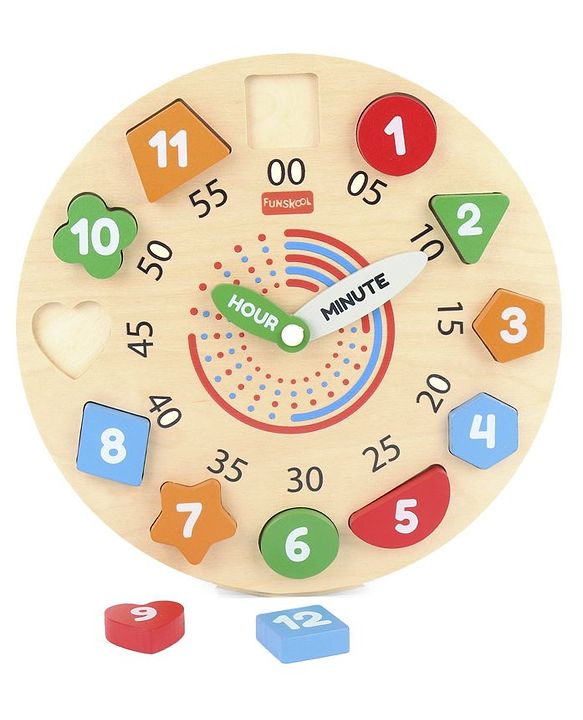 Giggles Wooden Shape Sorter My Clock Toy - Multicolor