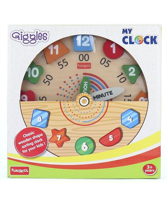 Giggles Wooden Shape Sorter My Clock Toy - Multicolor
