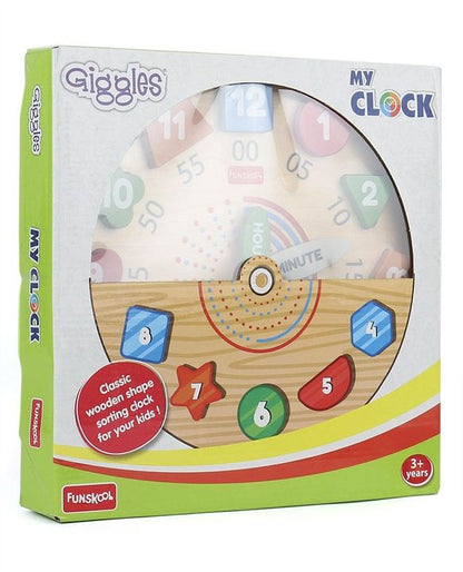 Giggles Wooden Shape Sorter My Clock Toy - Multicolor