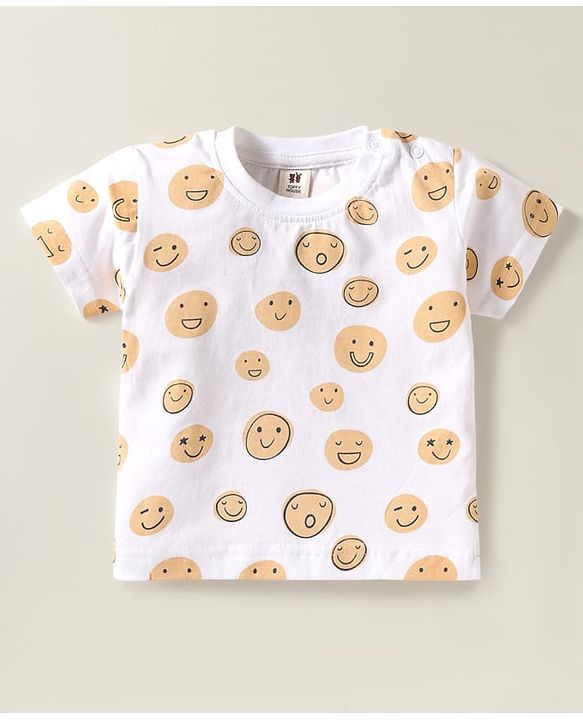 ToffyHouse  Half Sleeves Dungarees With Smiley Printed Inner T-Shirt - Multicolour