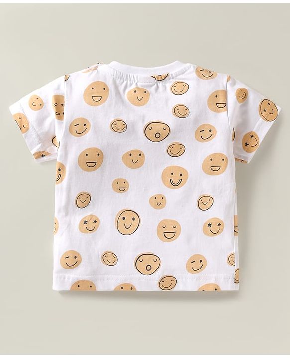 ToffyHouse  Half Sleeves Dungarees With Smiley Printed Inner T-Shirt - Multicolour