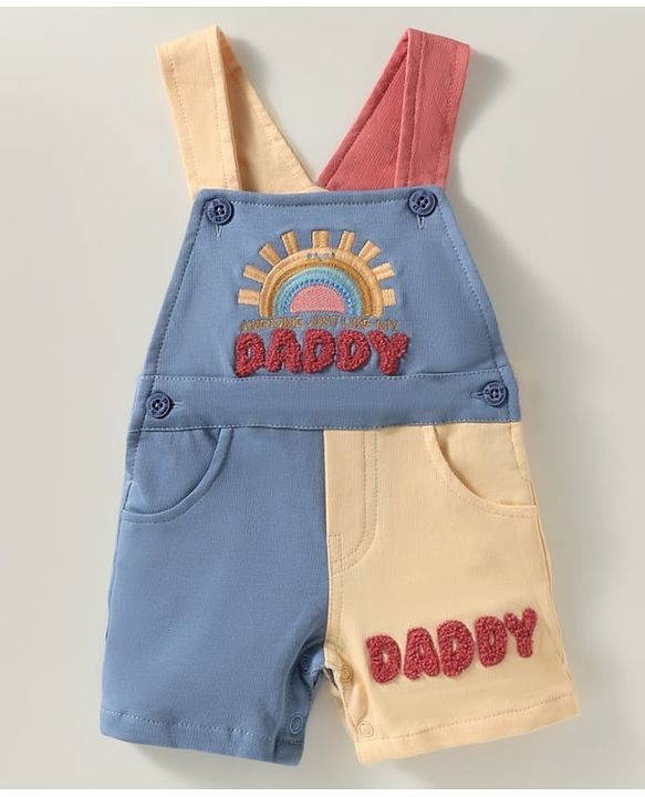 ToffyHouse  Half Sleeves Dungarees With Smiley Printed Inner T-Shirt - Multicolour
