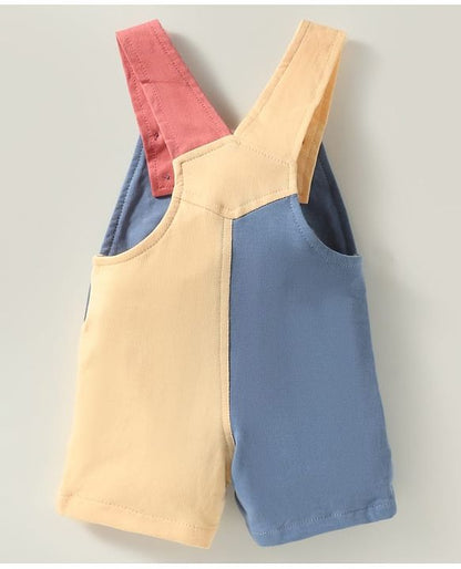 ToffyHouse  Half Sleeves Dungarees With Smiley Printed Inner T-Shirt - Multicolour