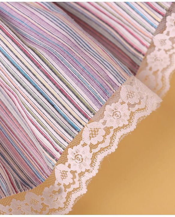 ToffyHouse  Half Sleeves Striped Frock & Bloomer with Bow Applique - Multicolor