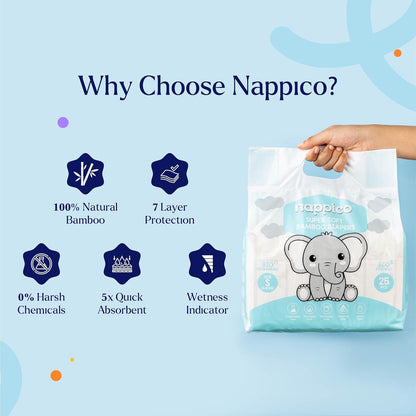 Nappico Tape Diaper  Medium Size - 25 PCS