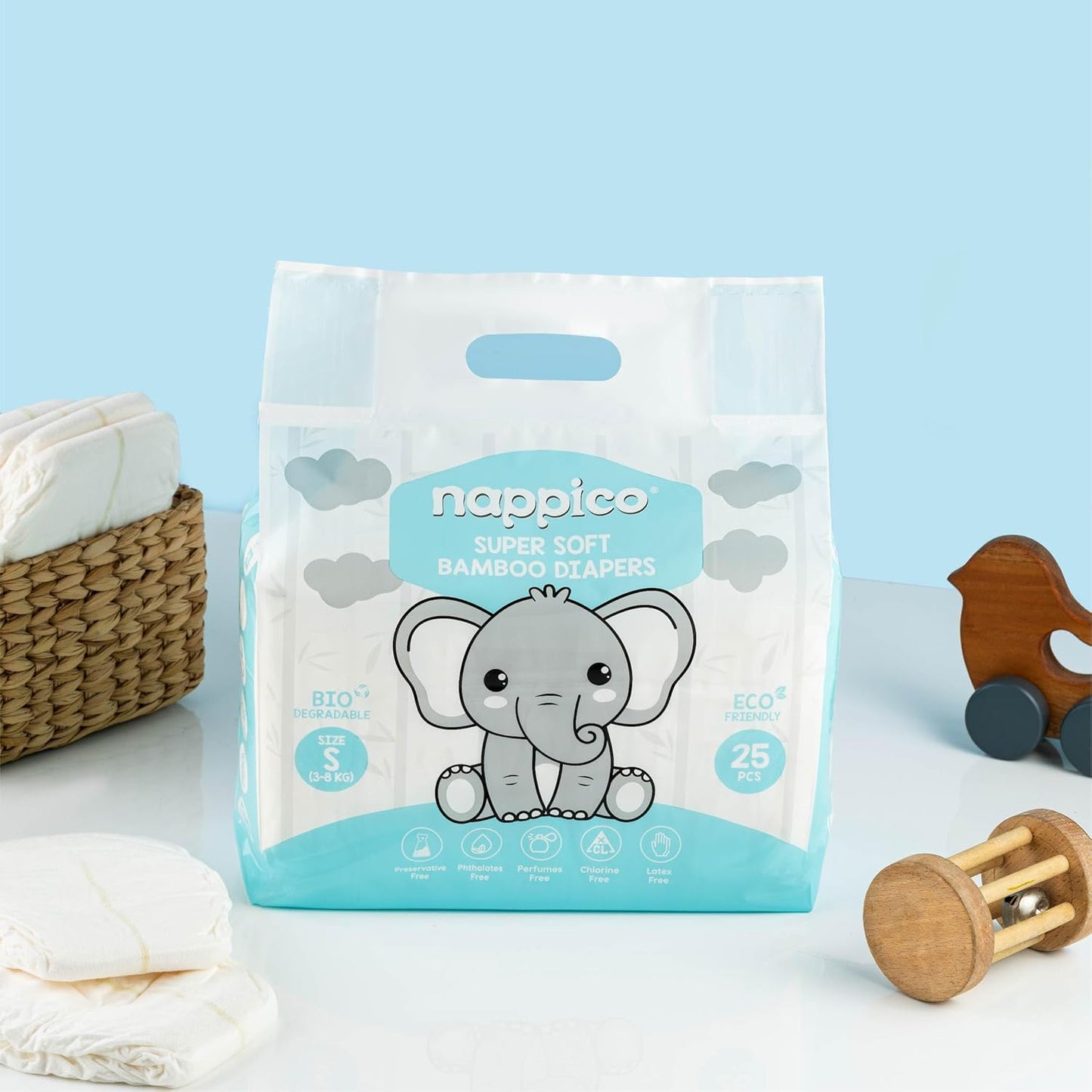 Nappico Tape Diaper Small  Size - 25 PCS