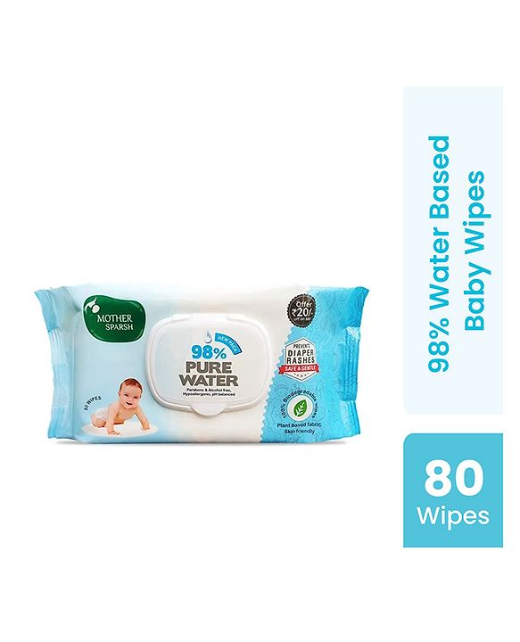 Mother Sparsh 98 % Water Based Wipes (Mild -Scented) - 80 Pieces