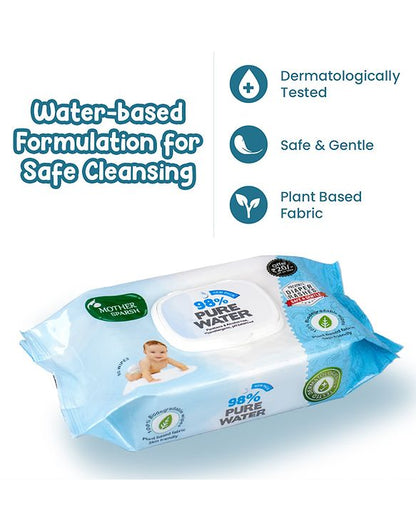 Mother Sparsh 98 % Water Based Wipes (Mild -Scented) - 80 Pieces