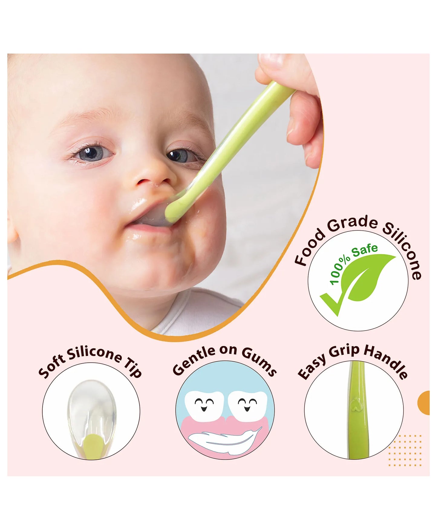 LuvLap Baby Soft Silicon Spoon - Pack of 2