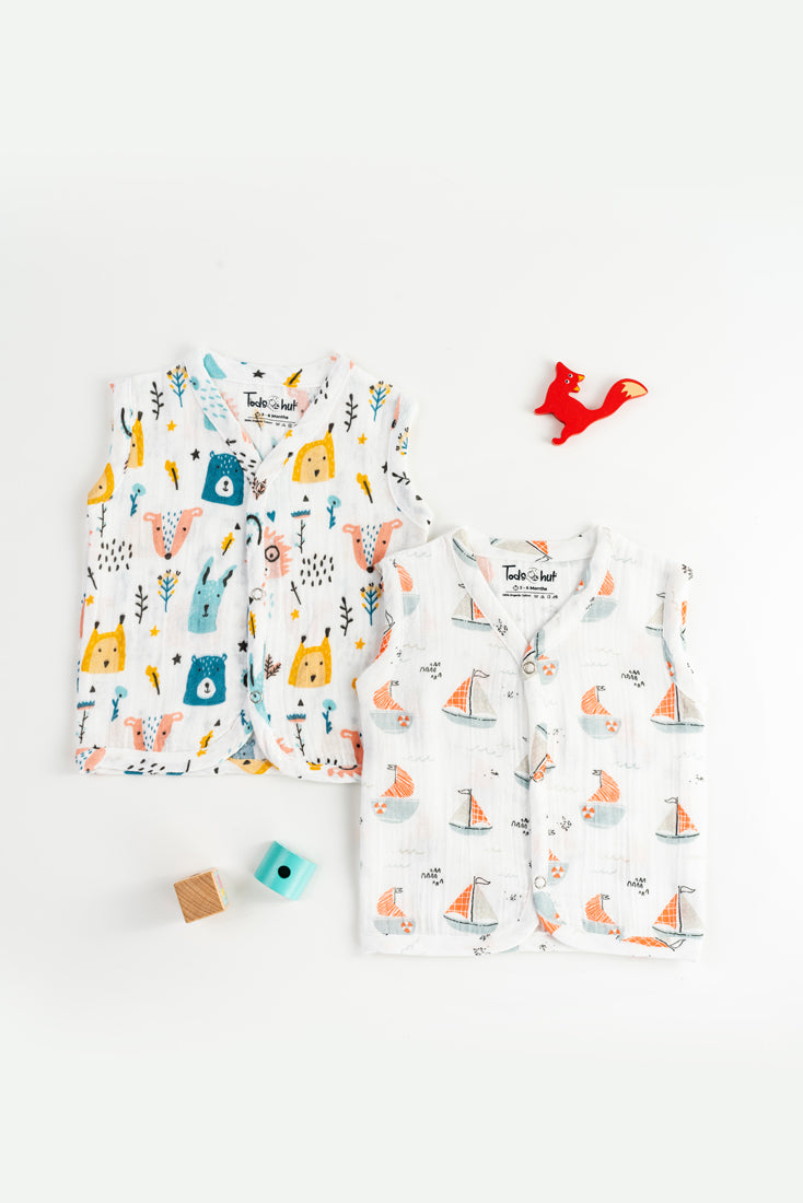 Muslin Jabla SS Sailing Boat & Baby Animals