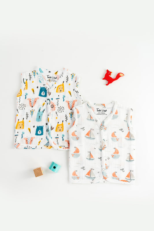 Muslin Jabla SS Sailing Boat & Baby Animals