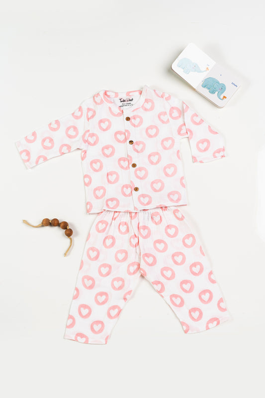 Muslin Night Dress Circle Hearts