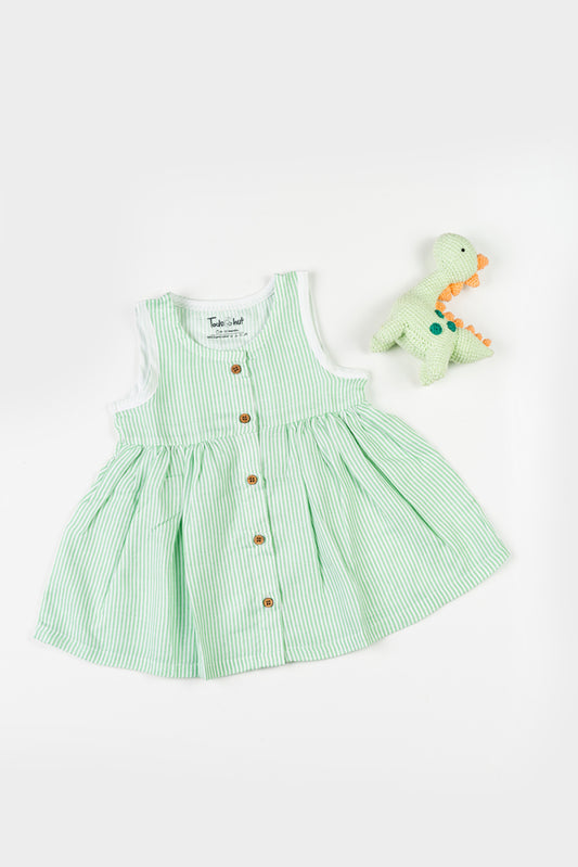 Muslin Frock ZT Green Stripe