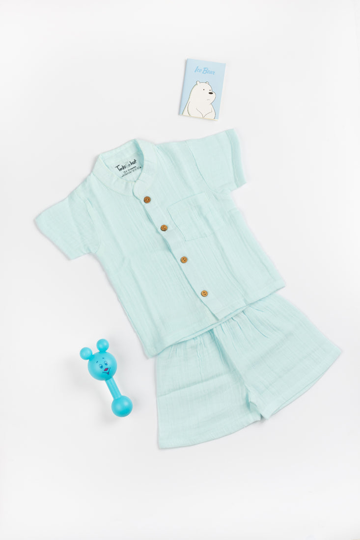 Muslin Chinese Collar Jabla With Shorts KH Mint Julep