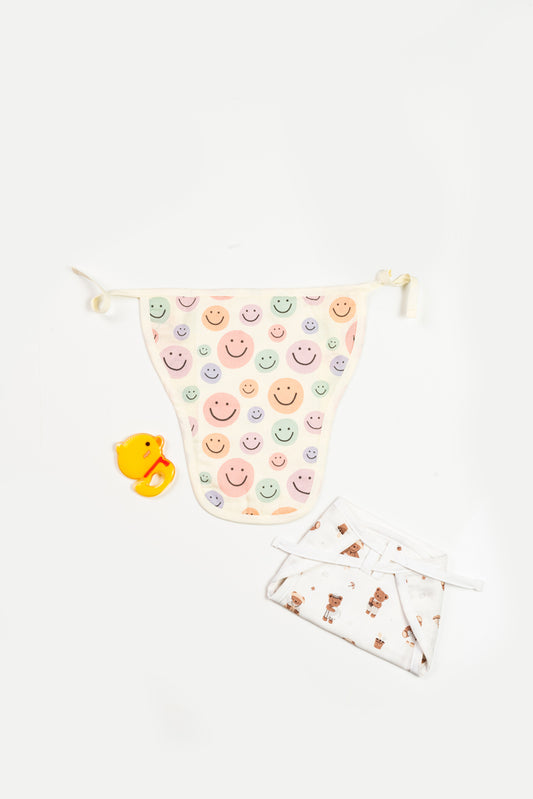 Muslin Nappy KT Shuttle Teddy & Smiley
