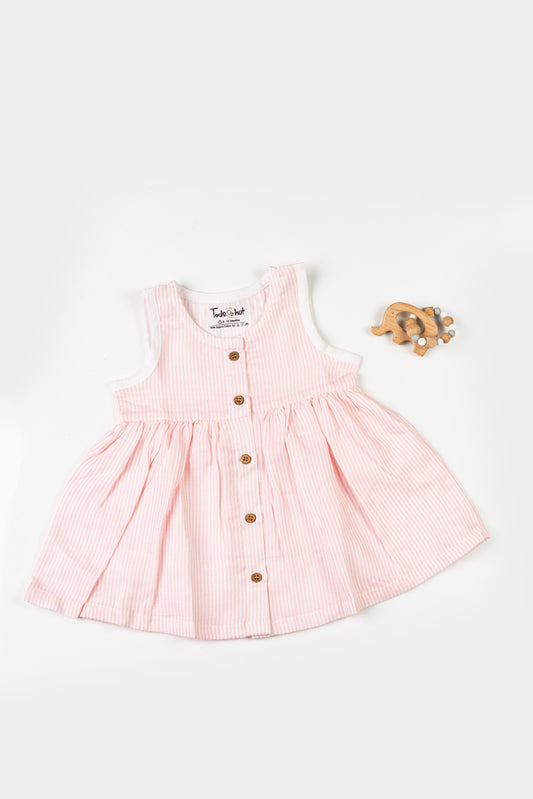 Muslin Frock Pink Stripe