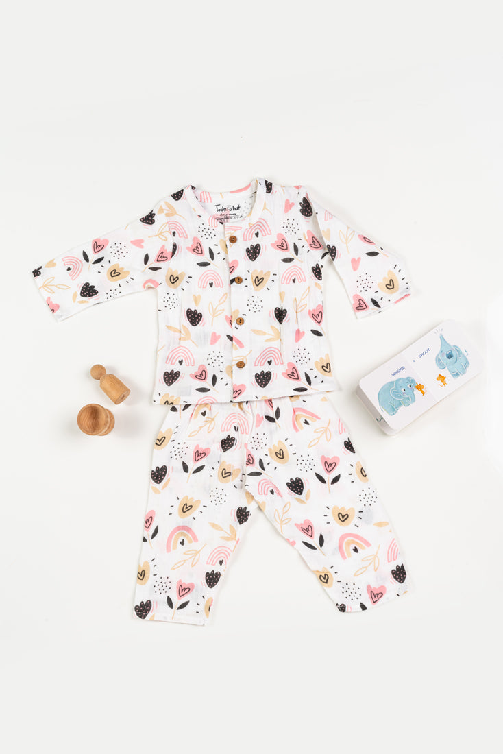Muslin Night Dress Rainbow Flower