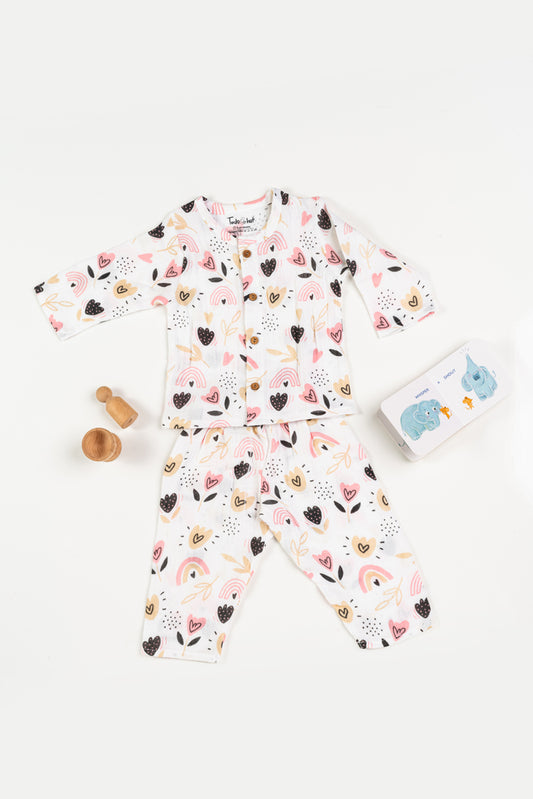 Muslin Night Dress Rainbow Flower