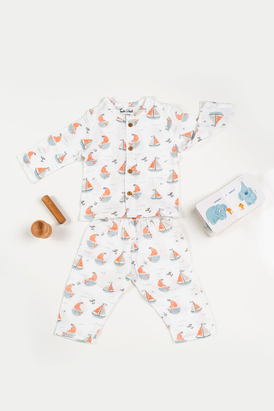 Muslin Night Dress Sailing Boat