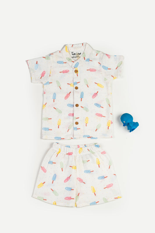 Muslin Chinese Collar Jabla With Shorts KH Ice Stick