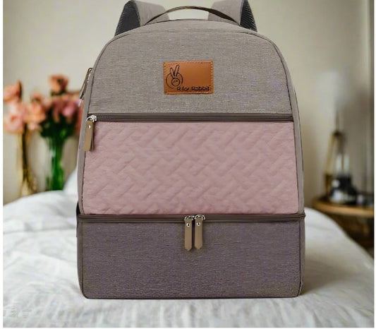 R For Rabbit - Caramello Truffle Diaper Bag - Grey Pink