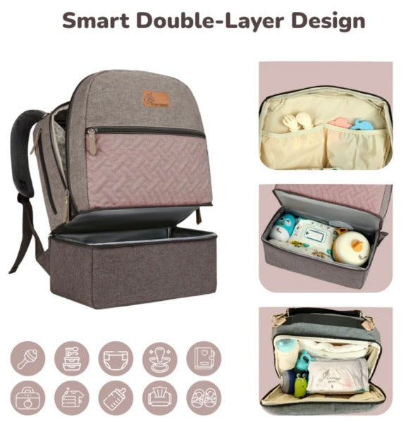 R For Rabbit - Caramello Truffle Diaper Bag - Grey Pink