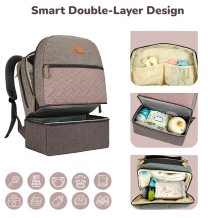 R For Rabbit - Caramello Truffle Diaper Bag - Grey Pink