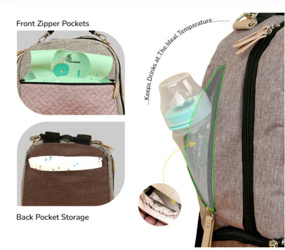 R For Rabbit - Caramello Truffle Diaper Bag - Grey Pink