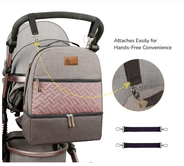 R For Rabbit - Caramello Truffle Diaper Bag - Grey Pink
