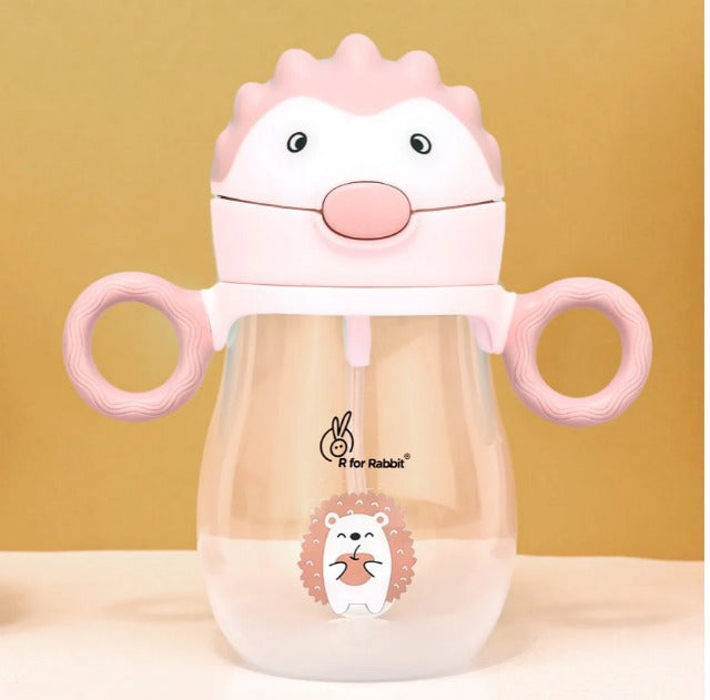 R For Rabbit - Spikey Baby Straw Sipper Bottle - Peach Pink