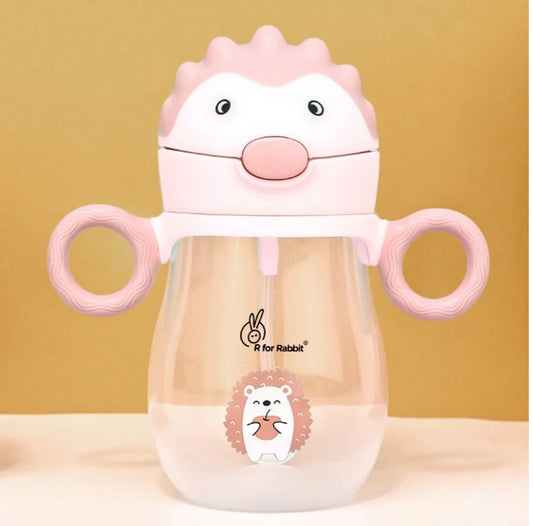 R For Rabbit - Spikey Baby Straw Sipper Bottle - Peach Pink