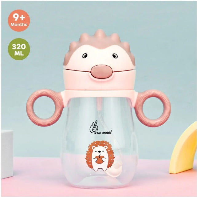 R For Rabbit - Spikey Baby Straw Sipper Bottle - Peach Pink