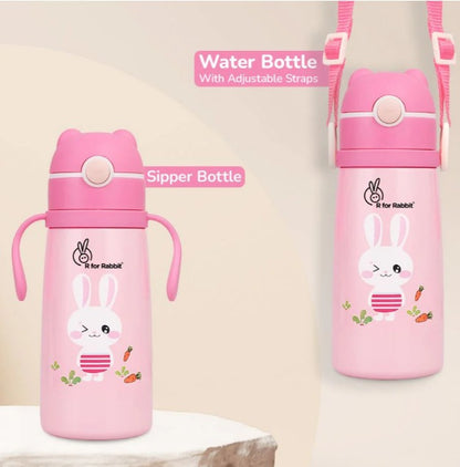 R For Rabbit - Steebo Safari Sippy Water Bottle - Pink Bunny