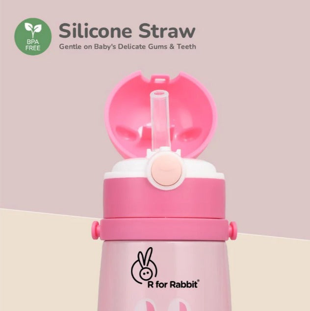 R For Rabbit - Steebo Safari Sippy Water Bottle - Pink Bunny