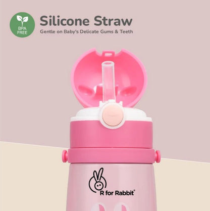 R For Rabbit - Steebo Safari Sippy Water Bottle - Pink Bunny
