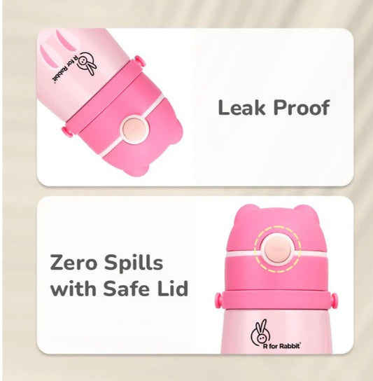 R For Rabbit - Steebo Safari Sippy Water Bottle - Pink Bunny